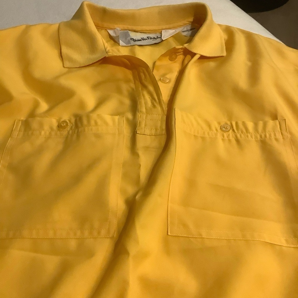 Vintage Diane Von Furstenberg Woman Yellow Long Sleeve Polo Sz 6 Pockets Preppy - Picture 5 of 6